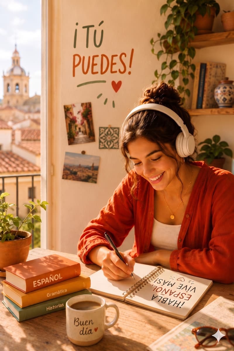Student studying Spanish