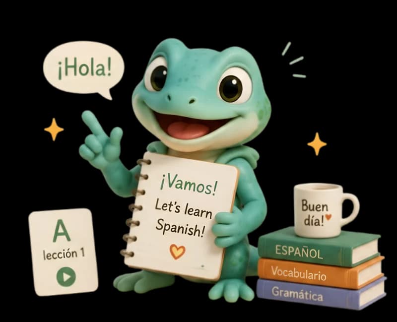 HolaLingo character inviting learners to start Spanish lessons