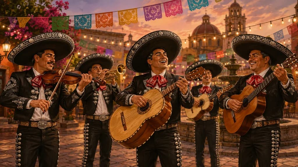 La música mariachi es una parte muy famosa y alegre de la cultura mexicana.