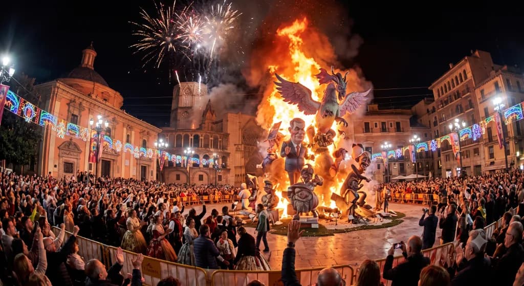"Las Fallas" es una de las fiestas más espectaculares de España, que se celebra cada mes de marzo en Valencia.