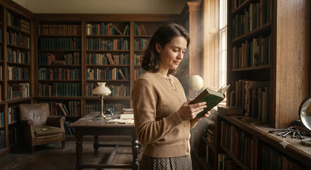 Clara pasaba la tarde del domingo ordenando la biblioteca de su abuelo.